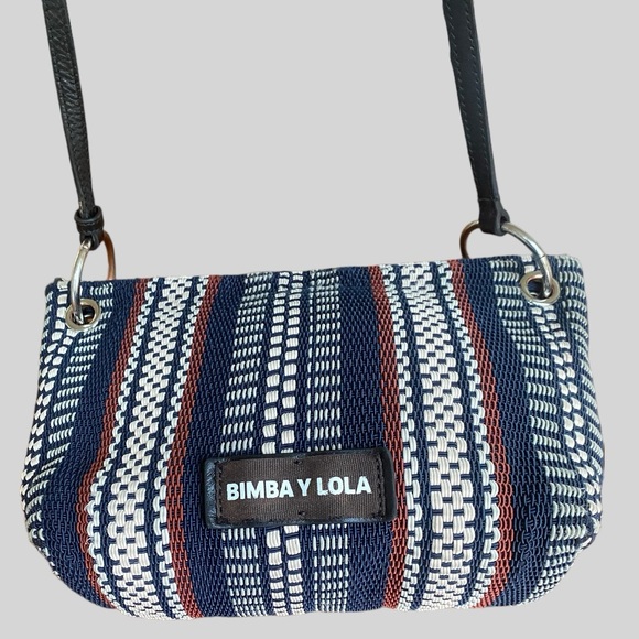 BIMBA Y LOLA Handbags - Bimba y Lola over the shoulder and crossbody blue stripped woven fabric bag